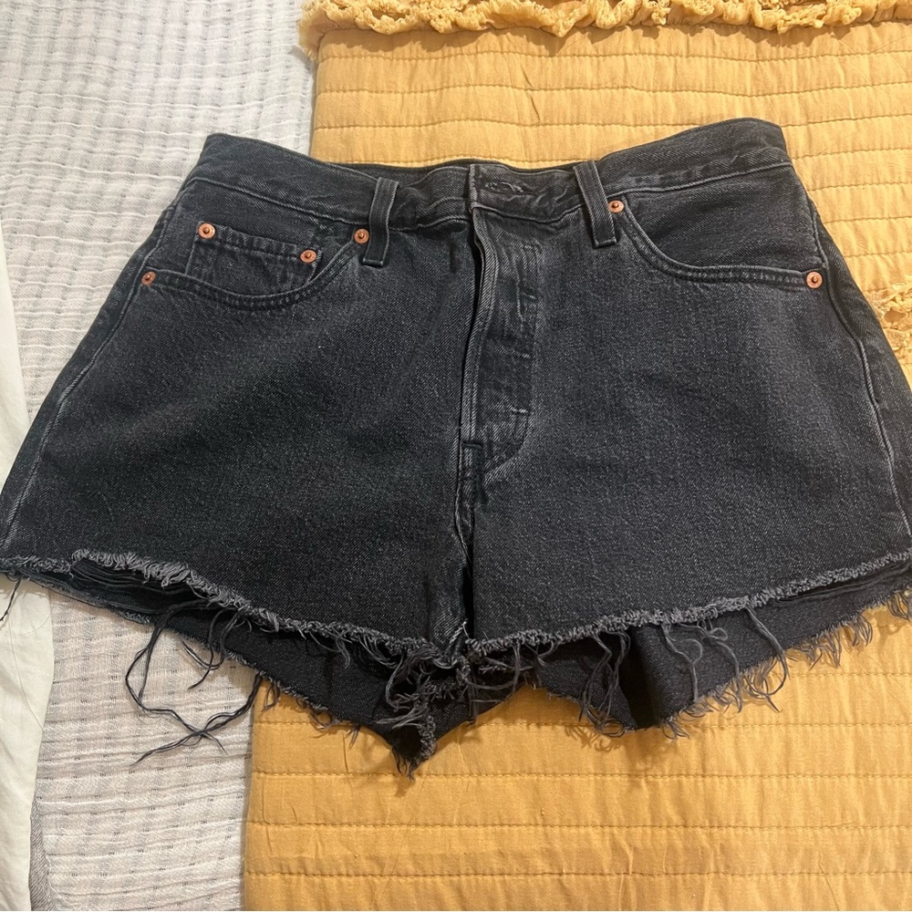 Levi’s 501 Black Denim Shorts Button Fly